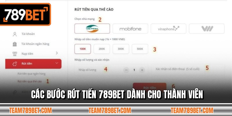 Các bước rút tiền 789BET dành cho thành viên